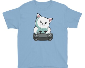 Kawaii Cat Gaming Shirt - Funny Gamer Gifts - Cat Owner Gift - Cat Lover Gift - Console or PC Video Game Lover Shirt - Hardcore Gamer Gift