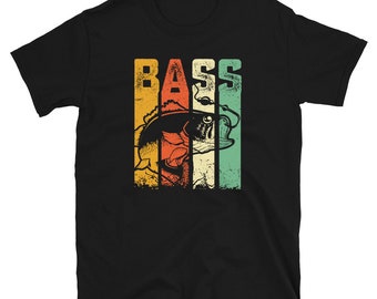 Retro Style Bass Fish Shirt, Vintage Style Bass Fishing Shirt, 1970s Inspired Bass Fisherman Shirt, Bass Fishermen Gifts, Gift for Fisherman