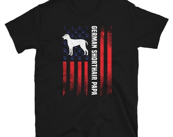 American Flag German Shorthair Pointer Dog Papa Shirt, Pointer Dog Dad Shirt, Pointer Dog Gifts, German Shorthaired Pointer Shirt, GSP Gift