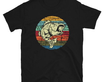 Retro Style Bass Fish Shirt, Vintage Style Bass Fishing Shirt, 1970s Inspired Bass Fisherman Shirt, Bass Fishermen Gifts, Gift for Fisherman