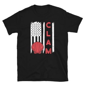 American Flag Clam Shirt, Clam Bar, Clam Eater, Eating Clams, Clam Shucking, Clam Shucker, Clam Shuck, Seafood Lover Gift, Patriotic Tee