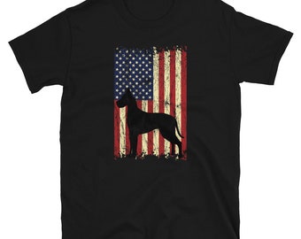 American Flag Great Dane Shirt - Patriotic Shirt for Dog Lover Gift - Pet Owner Cute Dog Shirt - Unique America Shirt for Men and Women
