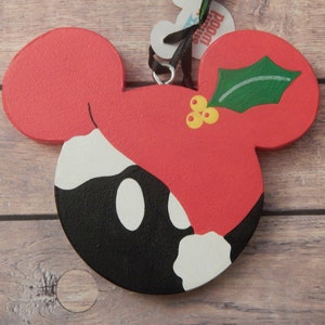 Santa Mickey Wooden Ornament with Free Customization image 1