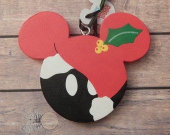 Santa Mickey Wooden Ornament with Free Customization