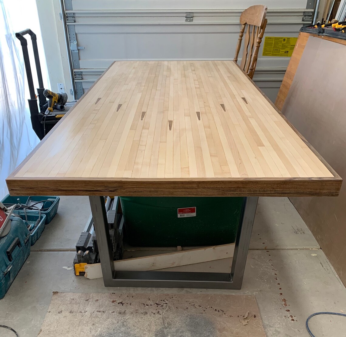 Reclaimed Bowling Alley Wood Dining Table Etsy