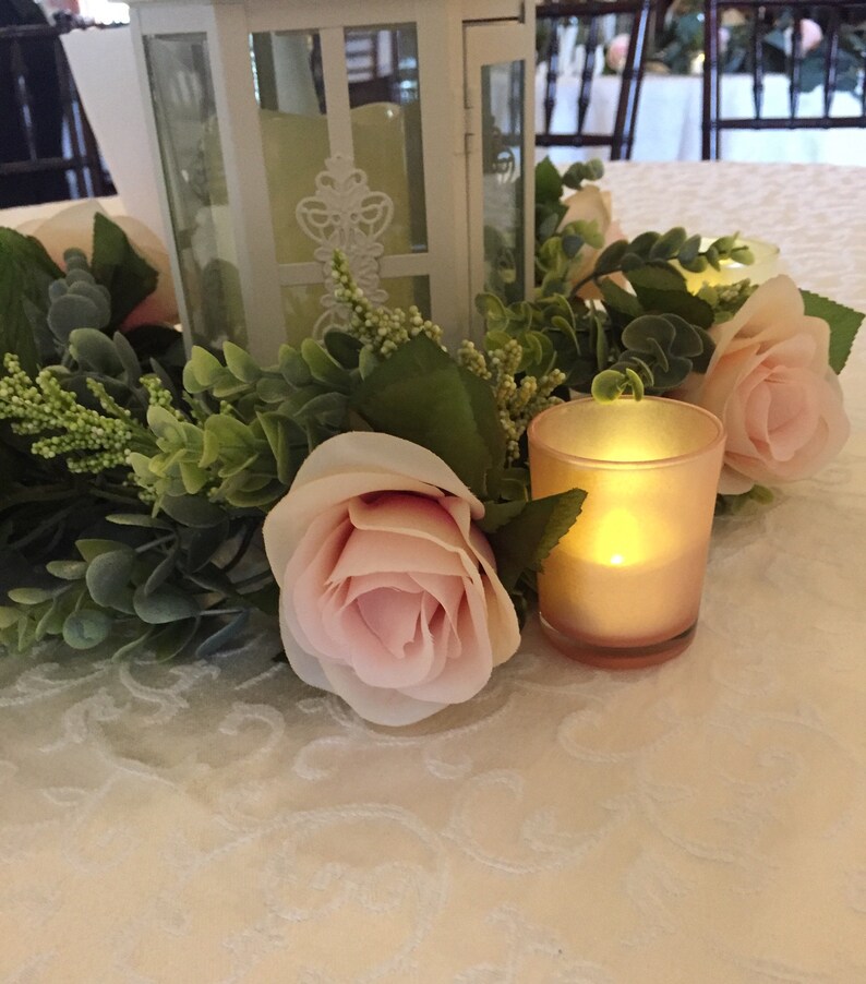 Eucalyptus Wreath Blush Pink Garland Wedding Centerpiece Etsy