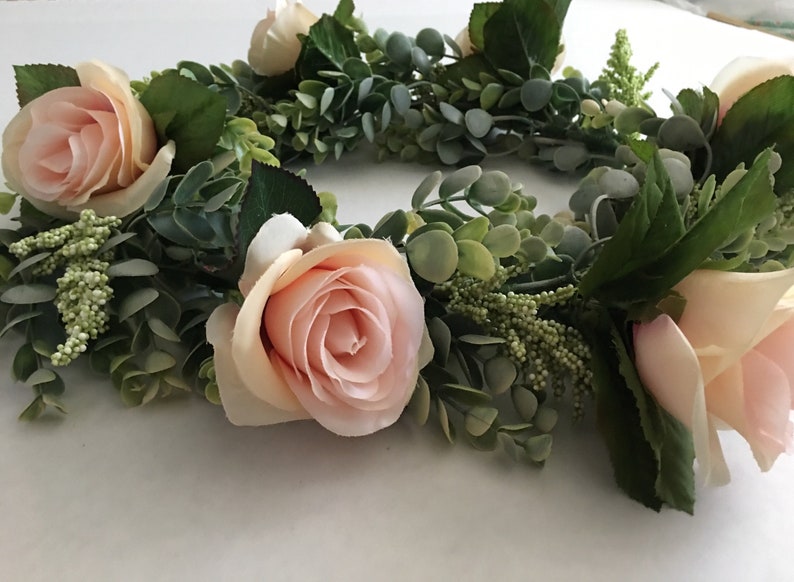 Eucalyptus Wreath Blush Pink Garland Wedding Centerpiece Etsy