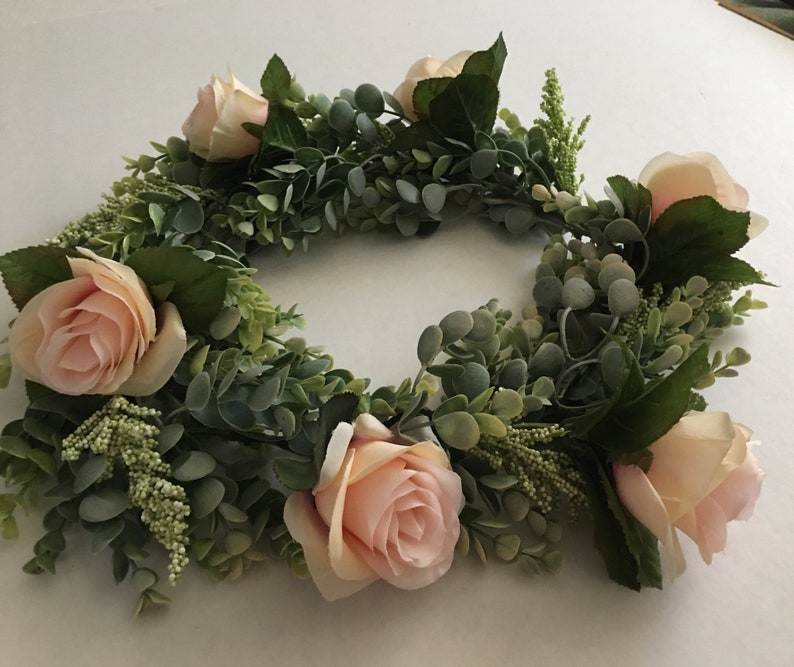 Eucalyptus Wreath Blush Pink Garland Wedding Centerpiece Etsy