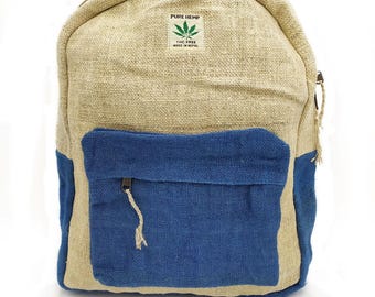 Natural backpack hand-made in Nepal / urban / school / tourist - New Blue