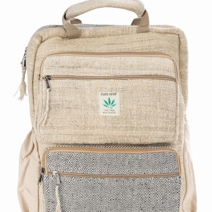 Natural backpack hand-made in Nepal / urban / school / tourist - Natural Cube