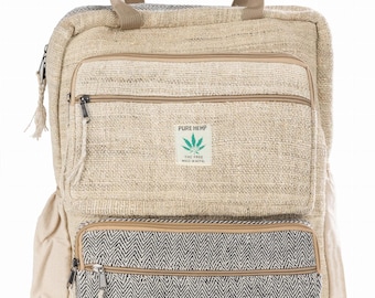 Natural backpack hand-made in Nepal / urban / school / tourist - Natural Cube