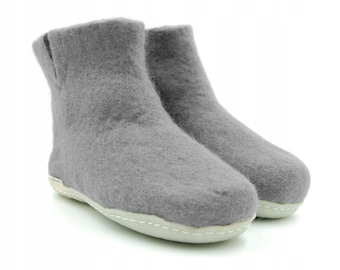 Felt Slippers with rubber sole handmade 100% Wool Feltiness