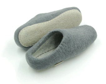 Felt Slippers with rubber sole handmade 100% Wool Feltiness