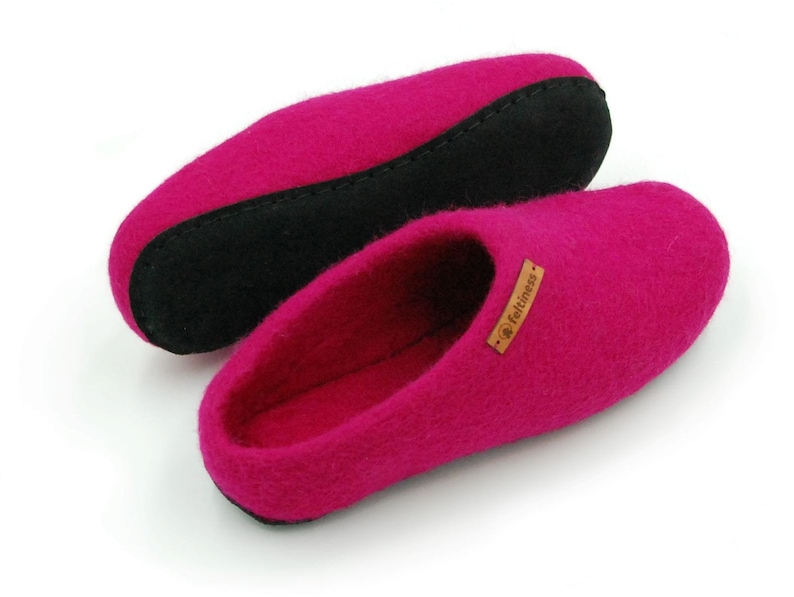 Felt Slippers with leather sole handmade 100% Wool Feltiness image 1