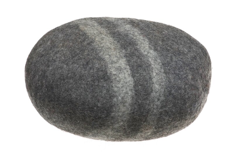 Stone pouf, large stone 100 % wool image 2