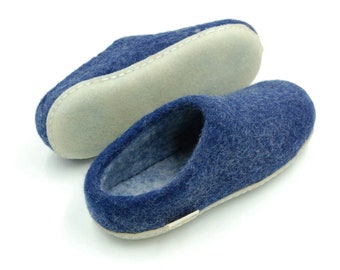 Felt Slippers with rubber sole handmade 100% Wool Feltiness