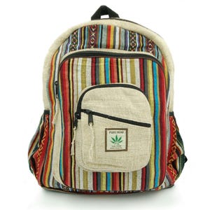 Natural backpack hand-made in Nepal / urban / school / tourist - Multipocket