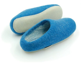 Felt Slippers with rubber sole handmade 100% Wool Feltiness