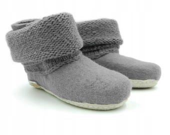 Felt Slippers with rubber sole handmade 100% Wool Feltiness