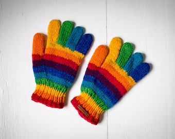 Guantes de lana hechos a mano arcoiris Feltiness