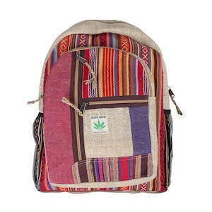 Natural backpack hand-made in Nepal / urban / school / tourist - Stripes