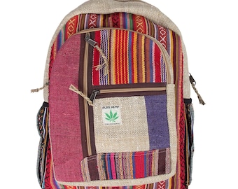 Natural backpack hand-made in Nepal / urban / school / tourist - Stripes