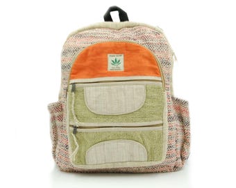 Natural backpack hand-made in Nepal / urban / school / tourist - Summer Orange