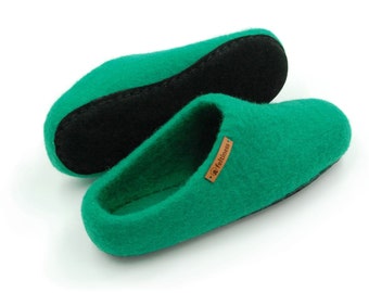 Felt Slippers with leather sole handmade 100% Wool Feltiness