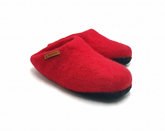 Felt Slippers with leather sole handmade 100% Wool Feltiness