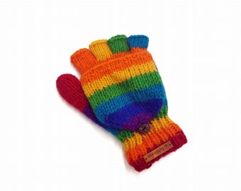 Wool gloves with flap Multicolor Feltiness
