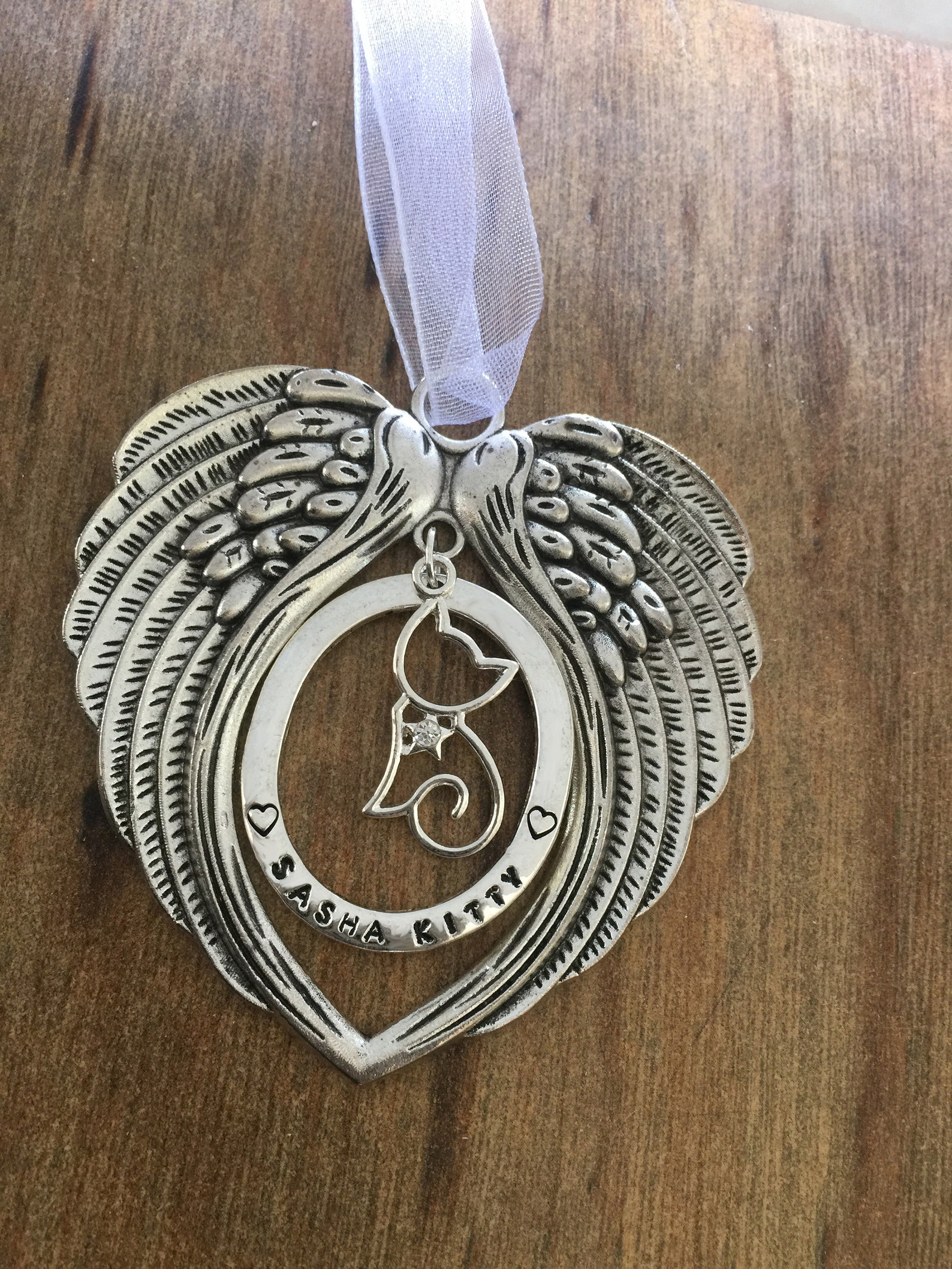 Angel Wing Ornament With Cat Charm