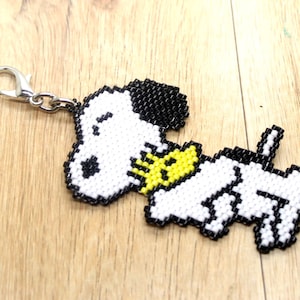 Snoopy & Woodstock Charm Clip: Snoopy with Woodstock Beaded Charm