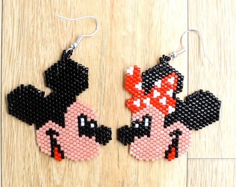 Kolczyki z Myszką Miki i Minnie: Miyuki Delicas, srebro próby 925