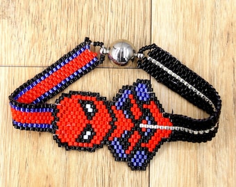 Spiderman Bracelet: Super Hero Bracelet, Beaded Spider Man Bracelet, Spiderman Band