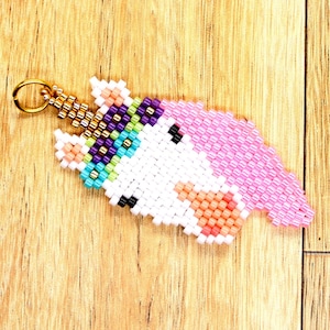 Unicorn Pendant - Unicorn Charm - Seed Bead Unicorn Pendant - Delica Unicorn Charm - Unicorn