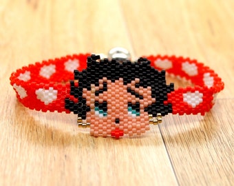 Betty Boop Bracelet  - Beaded Betty Boop Bracelet - Miyuki Betty Boop Bracelet - Delica Betty Boop Bracelet - Betty Boop