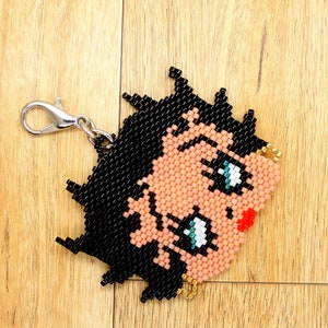 Beaded Betty Boop Charm, Betty Boop Key Tag, Betty Boop Purse Clip