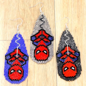 Boucles d&#39;oreilles Spiderman - Boucles d&#39;oreilles Spiderman en forme de larme - Boucles d&#39;oreilles Spiderman en perles