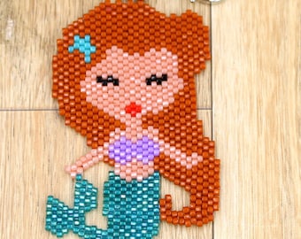 Mermaid Charm Clip, Beaded Mermaid Charm, Under the Sea Charm