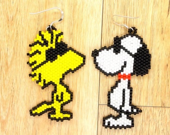 Boucles d'oreilles Snoopy et Woodstock : Miyuki Delicas, argent sterling