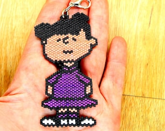 Violet Charm Clip: Miyuki Delicas Beaded Purse Charm