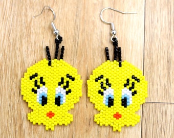 Miyuki Delica Tweety Bird Örhängen: Sterlingsilvertråd