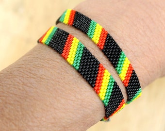 Bracelet Rasta - Bracelet Rasta de perles - Bracelet Rasta 2 Largeurs, Bijoux Rasta