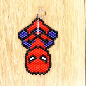Spiderman Pendant - Beaded Spiderman Pendant - Miyuki Spiderman Pendant - Spiderman Character