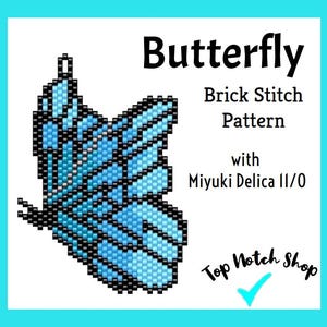 Butterfly Brick Stitch Pattern: Delica Bead Pendant, Keychain (Digital PDF)