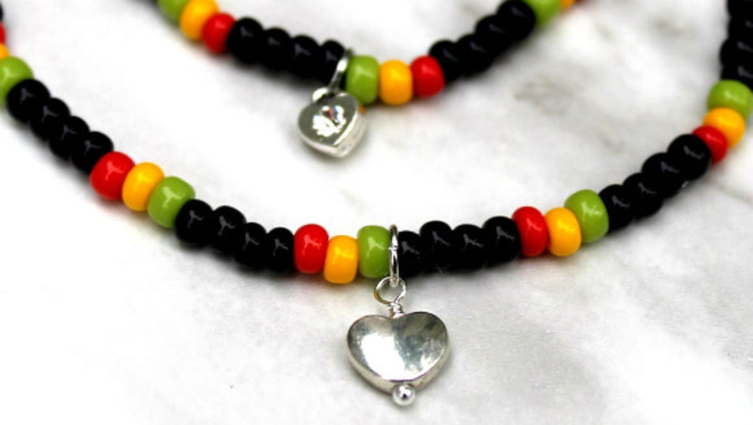 Simple Rasta Anklet Rasta Set - Rasta Anklet and Bracelet - Elastic Stretch - Red Yellow ...