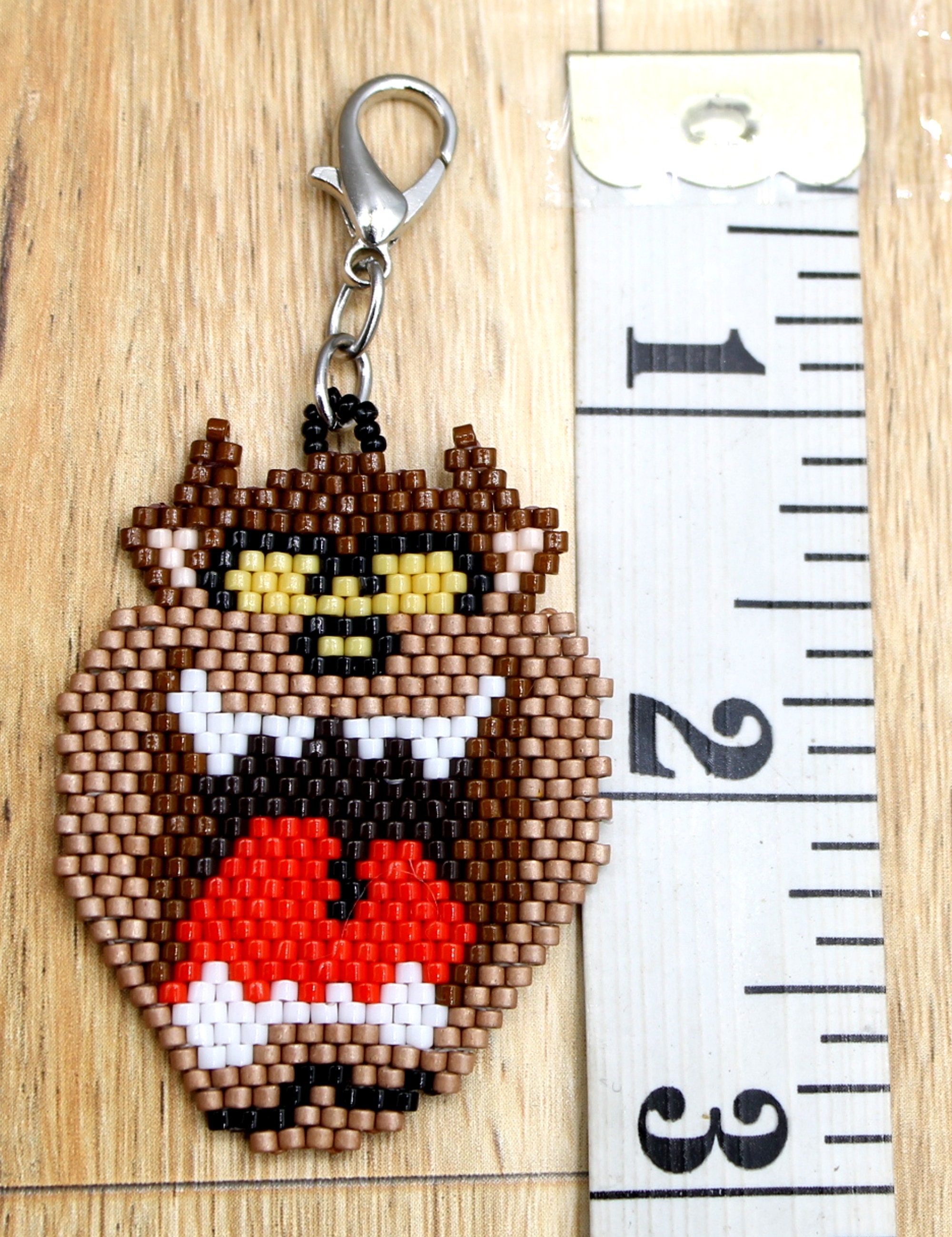 Taz Devil Charm Clip: Beaded Tasmanian Devil, Taz Keychain Charm