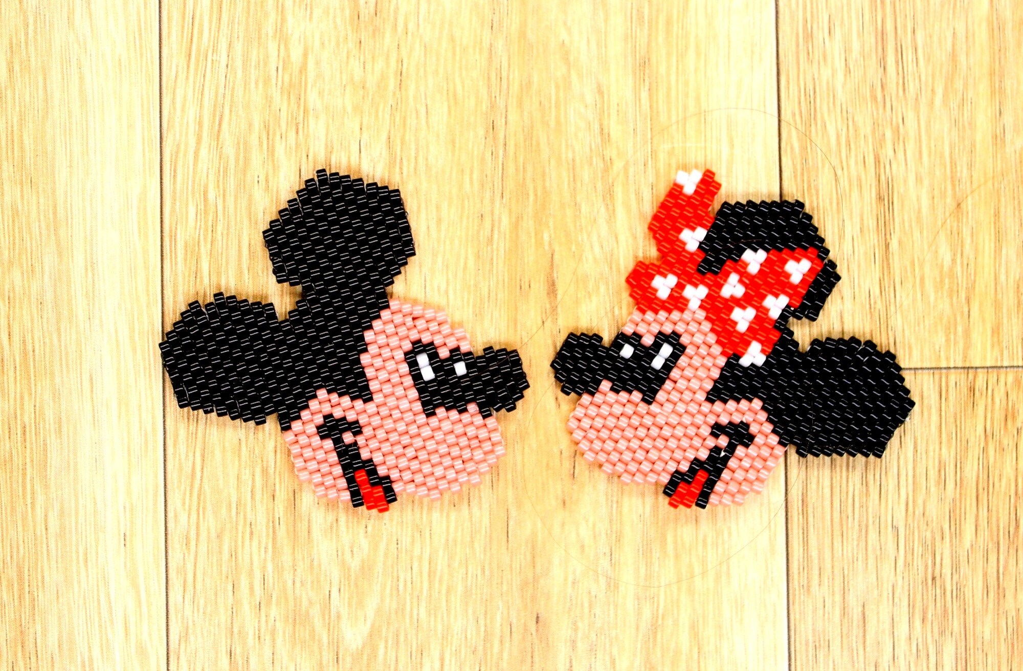Mickey Mouse Magnet: Stitched Miyuki Delicas Ceramic Disc