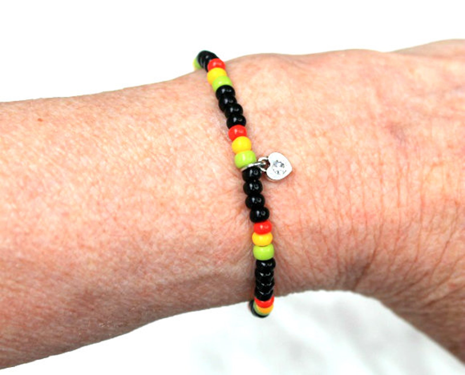 Simple Rasta Anklet Rasta Set - Rasta Anklet and Bracelet - Elastic Stretch - Red Yellow ...