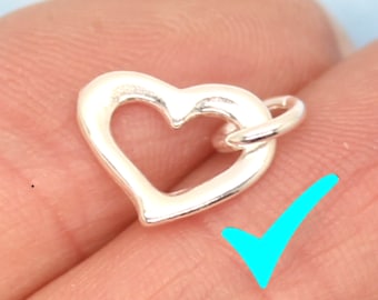 Sterling Silver Open Heart Charm - 9mm x 12mm